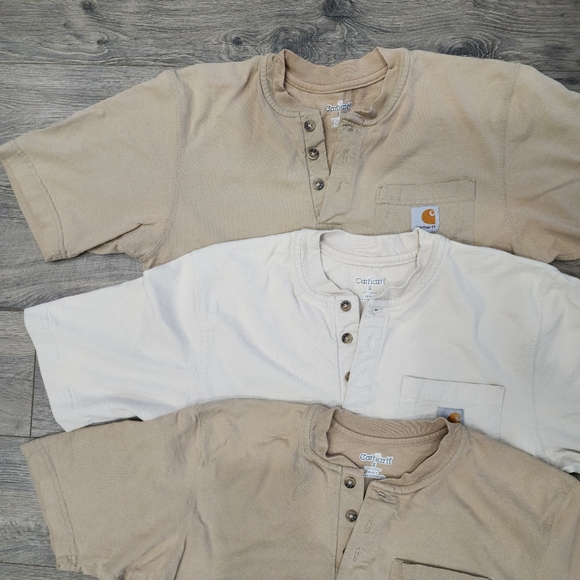 🛍 2/$25- 4 Carhartt Loose Fit Heavyweight ShortSleeve Pocket Henley TShirts Men - Picture 2 of 10